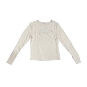 BCBGeneration fitted Long Sleeve Ribbed Cut Out Shirt Top Y2K Size Large